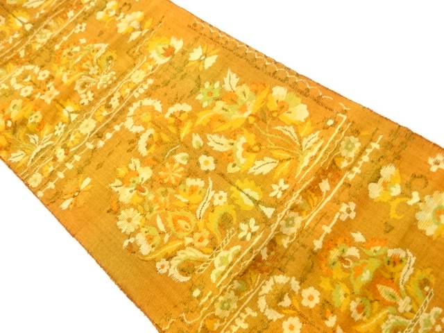 JAPANESE NAGOYA OBI / TSUMUGI / WOVEN FLORAL PLANTS